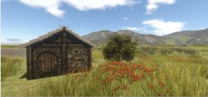 Stone Cottage with apple tree.